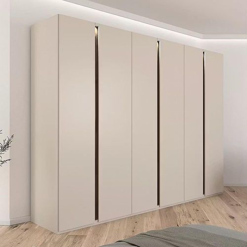 Rauch Luana 301cm 6 Door Wardrobe with Lighting - Champagne and Atlantic Dark Oak