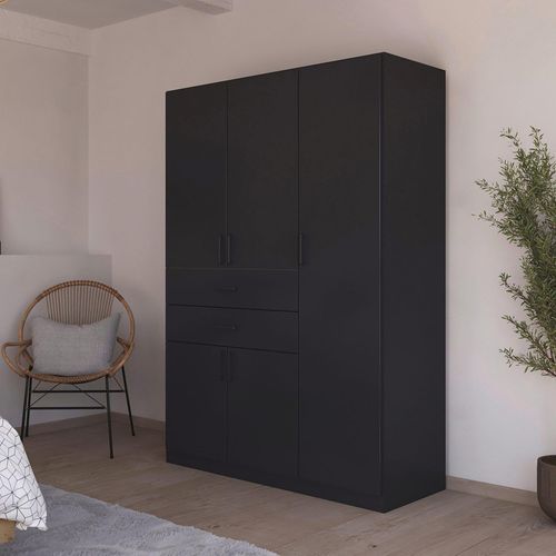 Rauch Maika 136cm 5 Door Wardrobe - H 197cm - Metallic Dark Grey
