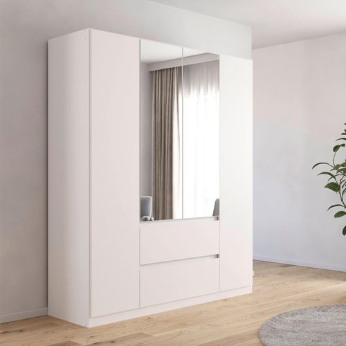 Rauch Mainz Plus 181cm 4 Door Combi Wardrobe - Alpine White and White High Gloss