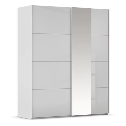 Rauch Miramar Type-1 181cm 2 Door Sliding Wardrobe with Mirror - Silk Grey and Silk Grey Glass