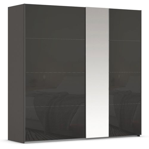 Rauch Miramar Type-1 226cm 2 Door Sliding Wardrobe with Mirror - Graphite and Basalt Glass