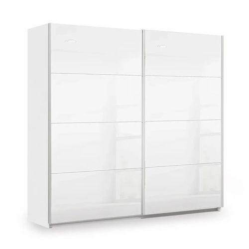 Rauch Miramar Type-3 226cm 2 Door Sliding Wardrobe - Alpine White and Crystal White Glass