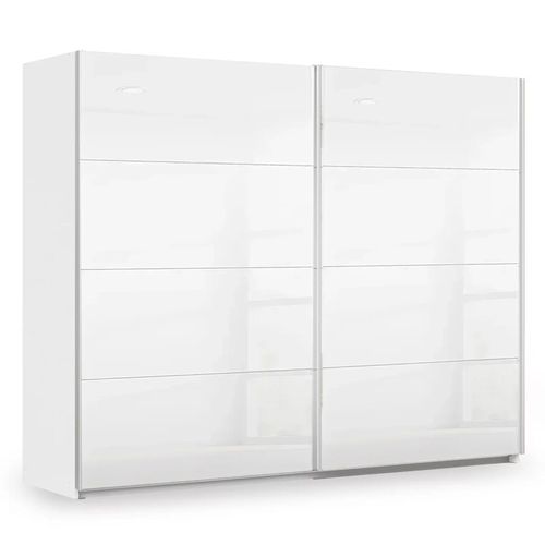 Rauch Miramar Type-3 271cm 2 Door Sliding Wardrobe - Alpine White and Crystal White Glass