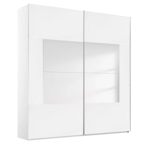 Rauch Miramar Type-4 181cm 2 Door Sliding Wardrobe - Alpine White and Crystal White Glass