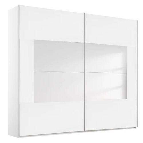Rauch Miramar Type-4 226cm 2 Door Sliding Wardrobe - Alpine White and Crystal White Glass