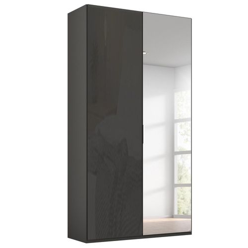 Rauch Miramar Type-5 101cm 2 Door Wardrobe with Mirror - Graphite and Basalt Glass