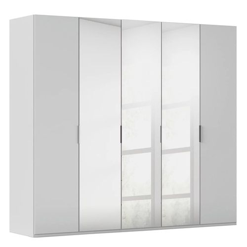 Rauch Miramar Type-5 251cm 5 Door Wardrobe with Mirror - Silk Grey and Silk Grey Glass