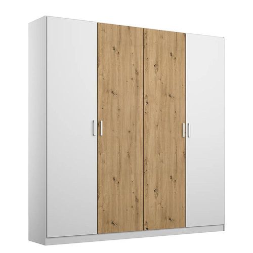Rauch Miro 181cm 4 Door Wardrobe - Alpine White and Artisan Oak