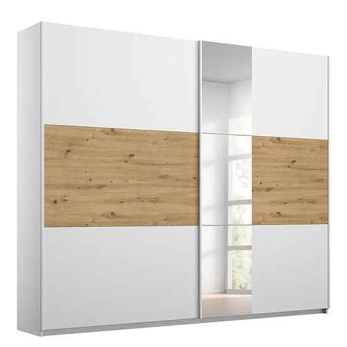 Rauch Miro 218cm 2 Door Sliding Wardrobe with Mirror - Alpine White and Artisan Oak
