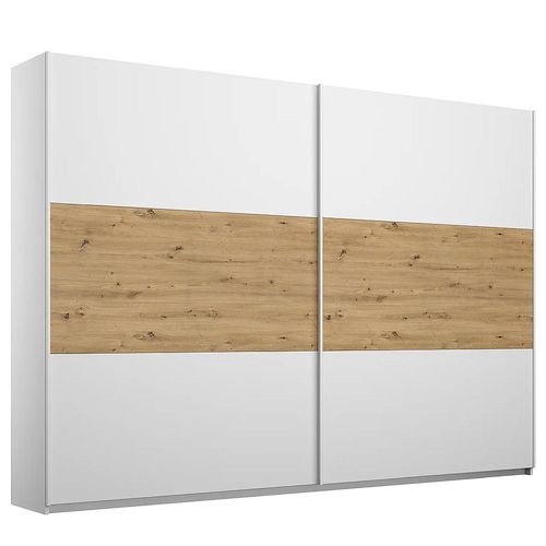Rauch Miro 261cm 2 Door Sliding Wardrobe - Alpine White and Artisan Oak