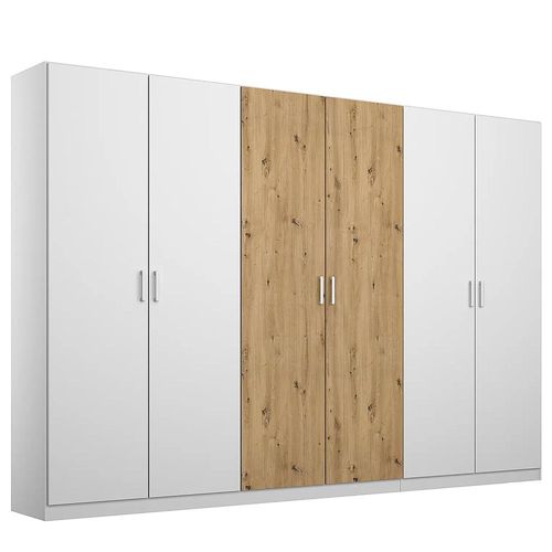 Rauch Miro 271cm 6 Door Wardrobe - Alpine White and Artisan Oak