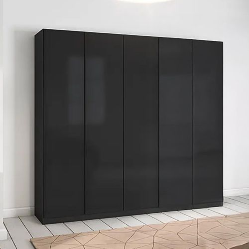 Rauch Monostar 226cm 5 Door Wardrobe - Metallic Dark Grey with Basalt Glass