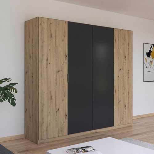 Rauch Monza 226cm 4 Door Wardrobe - Artisan Oak and Metallic Dark Grey