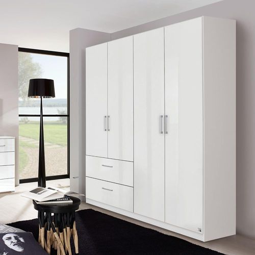 Rauch Morella 181cm 4 Door Wardrobe with Drawer - Alpine White and White High Gloss