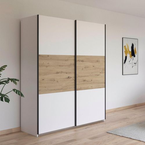 Rauch Neo 175cm 2 Door Sliding Wardrobe - Alpine White and Artisan Oak