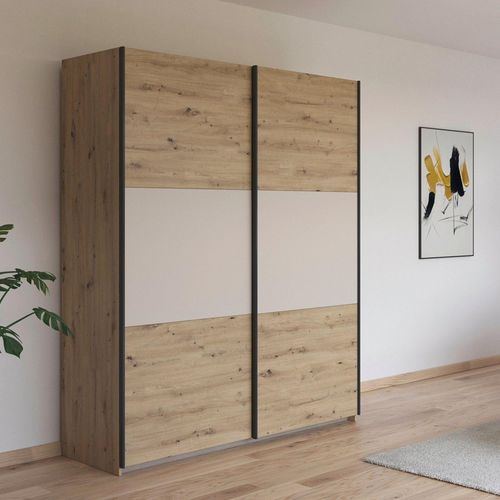 Rauch Neo 175cm 2 Door Sliding Wardrobe - Artisan Oak and Champagne