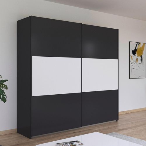 Rauch Neo 218cm 2 Door Sliding Wardrobe - Metallic Dark Grey and Alpine White