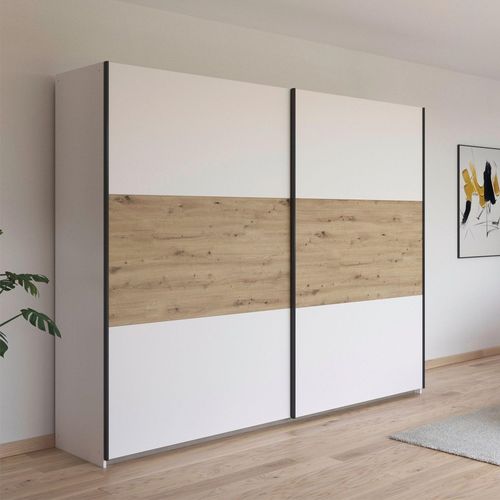 Rauch Neo 261cm 2 Door Sliding Wardrobe - Alpine White and Artisan Oak
