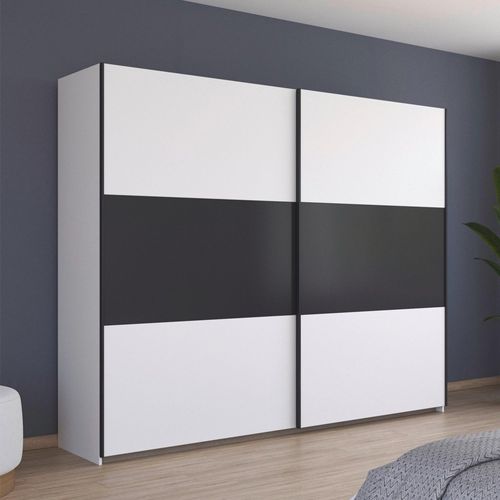 Rauch Neo 261cm 2 Door Sliding Wardrobe - Alpine White and Metallic Dark Grey