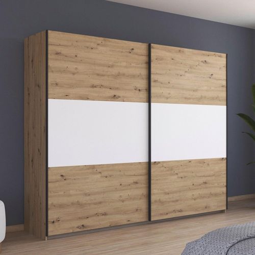 Rauch Neo 261cm 2 Door Sliding Wardrobe - Artisan Oak and Alpine White