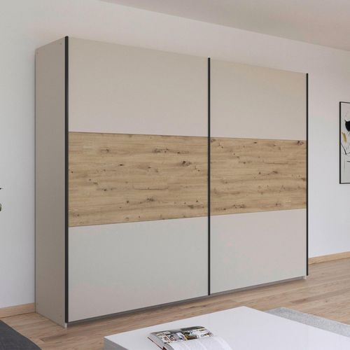 Rauch Neo 261cm 2 Door Sliding Wardrobe - Champagne and Artisan Oak