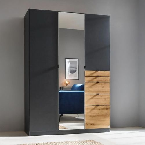 Rauch Ontario 136cm 3 Door Combi Wardrobe - Metallic Grey and Artisan Oak