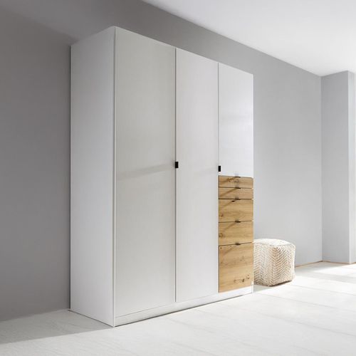 Rauch Ontario 136cm 3 Door Wardrobe with Drawer - Alpine White and Artisan Oak