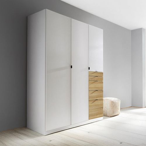 Rauch Ontario 136cm 3 Door Wardrobe with Drawer - Alpine White and Sonoma Oak
