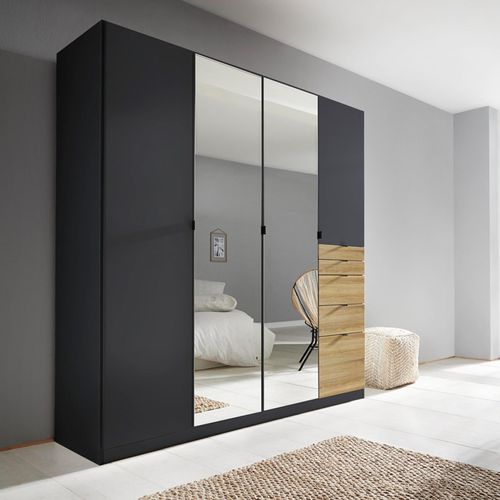 Rauch Ontario 181cm 4 Door Combi Wardrobe - Metallic Dark Grey and Sonoma Oak