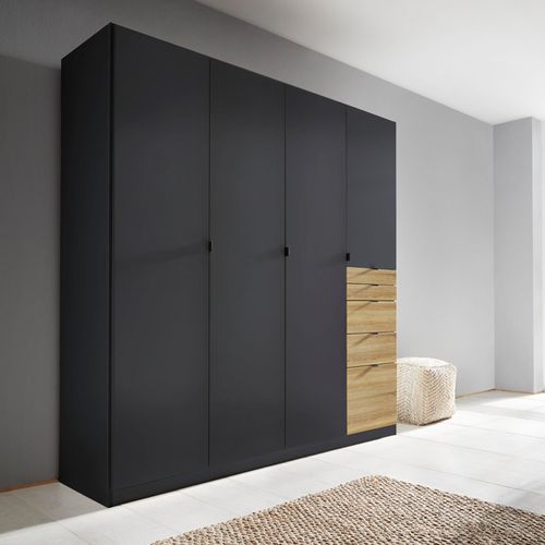 Rauch Ontario 181cm 4 Door Wardrobe with Drawer - Metallic Dark Grey and Sonoma Oak