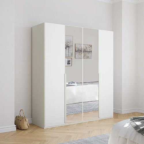 Rauch Purisma 201cm 4 Door Wardrobe with Mirror - Alpine White