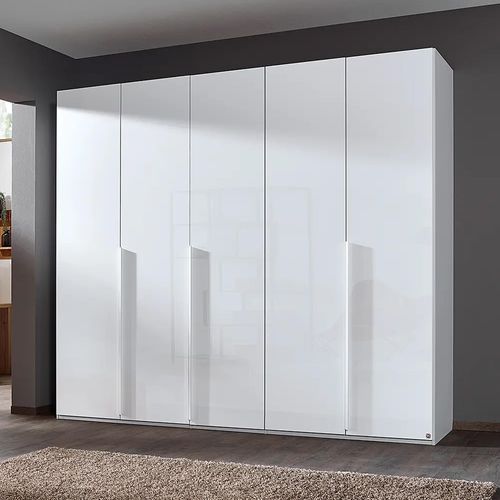 Rauch Purisma 251cm 5 Door Wardrobe - Alpine White and Crystal White Glass