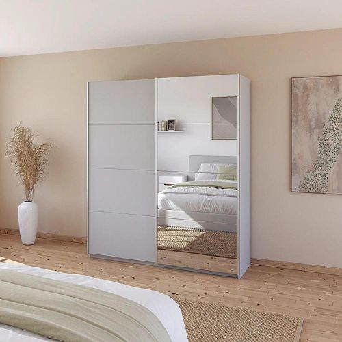 Rauch Quadra 181cm 2 Door Sliding Wardrobe with Mirror - Silk Grey