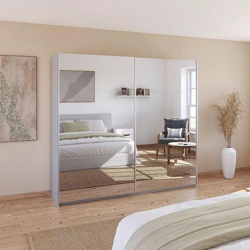 Rauch Quadra 226cm 2 Door Sliding Mirrored Wardrobe - Silk Grey