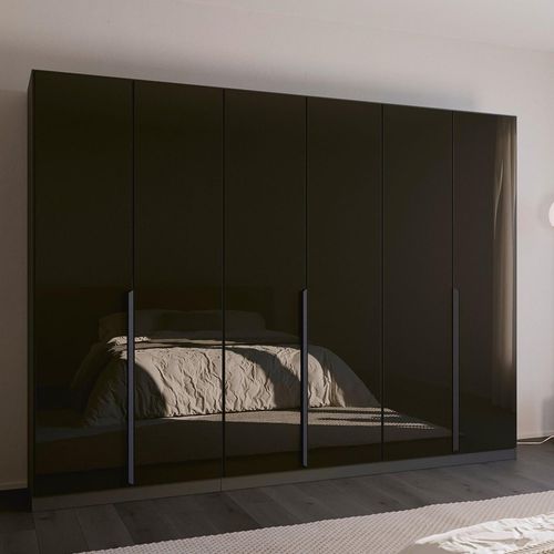 Rauch Quadra Spin 271cm 6 Door Wardrobe - Metallic Dark Grey and Basalt Glass