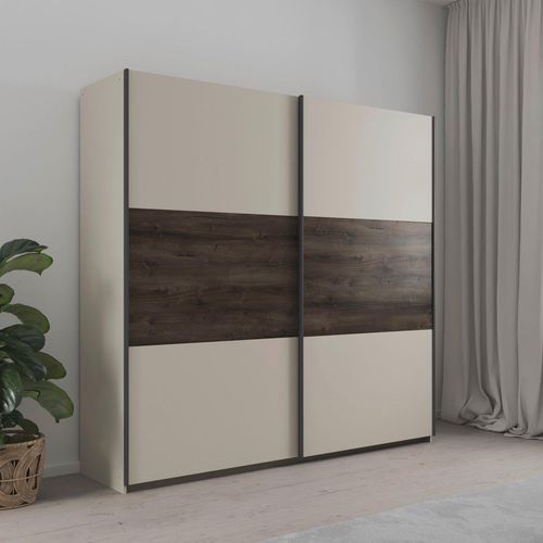 Rauch Sajo 218cm 2 Door Sliding Wardrobe - Champagne and Atlantic Dark Oak