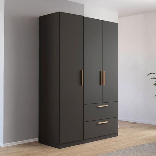 Rauch Skandi 136cm 3 Door Wardrobe with Drawer - Metallic Dark Grey