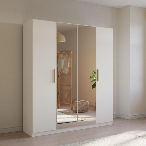 Rauch Skandi 181cm 4 Door Wardrobe with Mirror - Alpine White