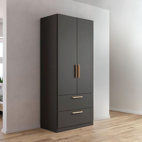 Rauch Skandi 91cm 2 Door Wardrobe with Drawer - Metallic Dark Grey