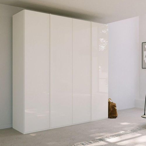 Rauch Skat Meridian 201cm 4 Door Wardrobe - Alpine White and Crystal White Glass