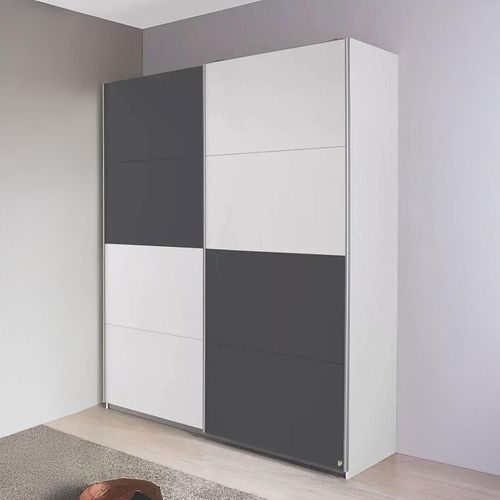 Rauch Subito 136cm 2 Door Sliding Wardrobe - Alpine White and Metallic Dark Grey