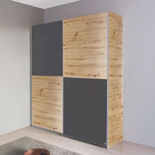 Rauch Subito 136cm 2 Door Sliding Wardrobe - Artisan Oak and Metallic Dark Grey