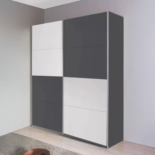Rauch Subito 136cm 2 Door Sliding Wardrobe - Metallic Dark Grey and Alpine White