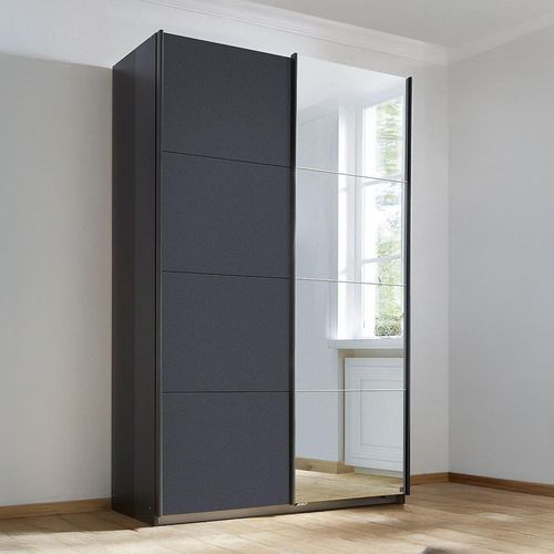 Rauch Subito 136cm 2 Door Sliding Wardrobe with Mirror - Metallic Dark Grey