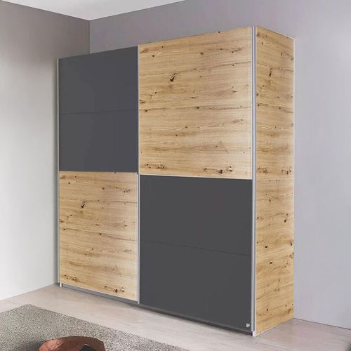 Rauch Subito 181cm 2 Door Sliding Wardrobe - Artisan Oak and Metallic Dark Grey