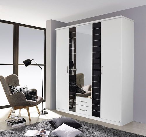 Rauch Terano 181cm White and Basalt 3 Door Combi Wardrobe