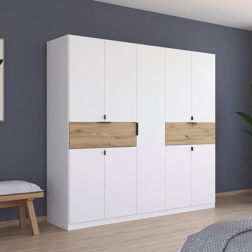 Rauch Ticao 226cm 9 Door Wardrobe - Alpine White and Artisan Oak