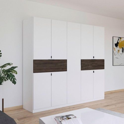Rauch Ticao 226cm 9 Door Wardrobe - Alpine White and Atlantic Dark Oak