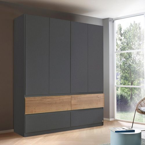 Rauch Winnipeg 181cm 4 Door Wardrobe - Metallic Dark Grey and Halifax Oak