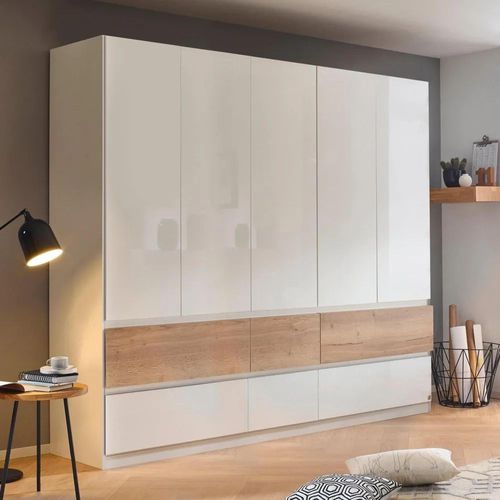 Rauch Winnipeg 226cm 5 Door Wardrobe - Alpine White High Gloss and Halifax Oak